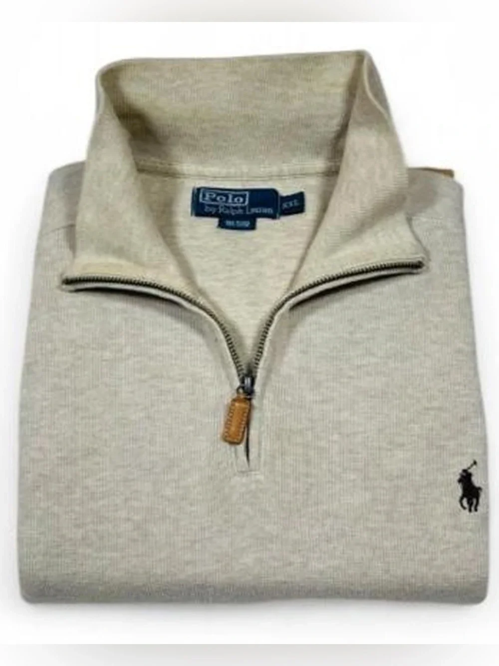 VTG Polo Ralph Lauren Quarter Zip Sweater Beige Heather Men’s Sz XXL Golf Q-Zip